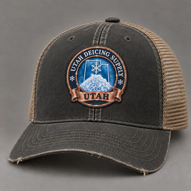 Utah Deicing Supply trucker hat with state badge